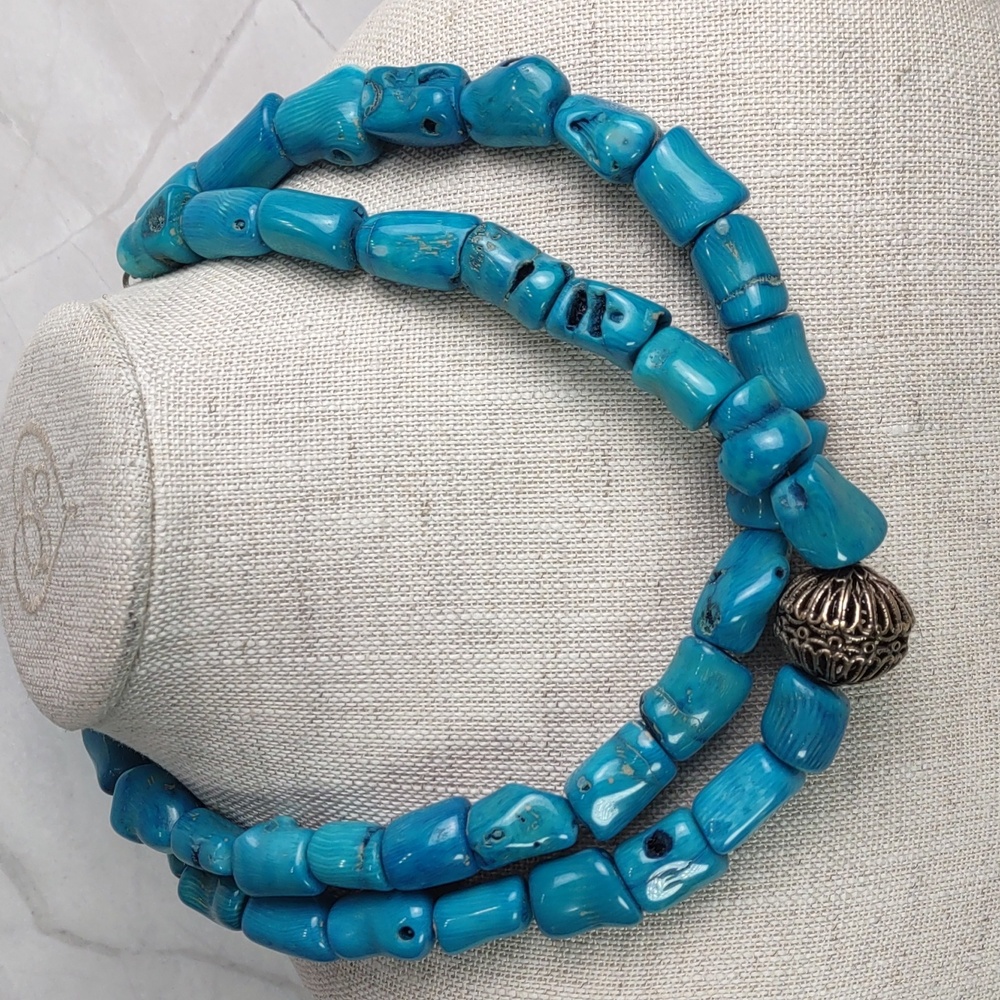 Barse Blue Bamboo Coral Necklace